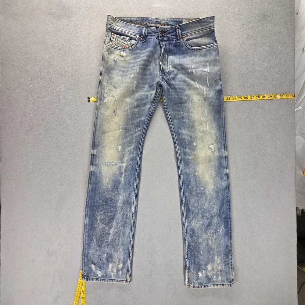 Diesel Jeans Mens 31x32 Blue Safado Regular Slim Straight Button Fly Italy 0886P